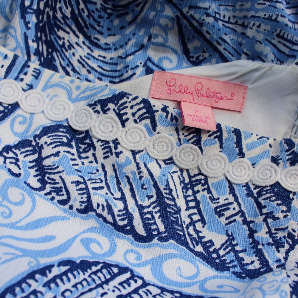 Lilly Pulitzer JESSE SKORT ROMPER Blue Peri Pop Up Shells Size 2 - Picture 11 of 11